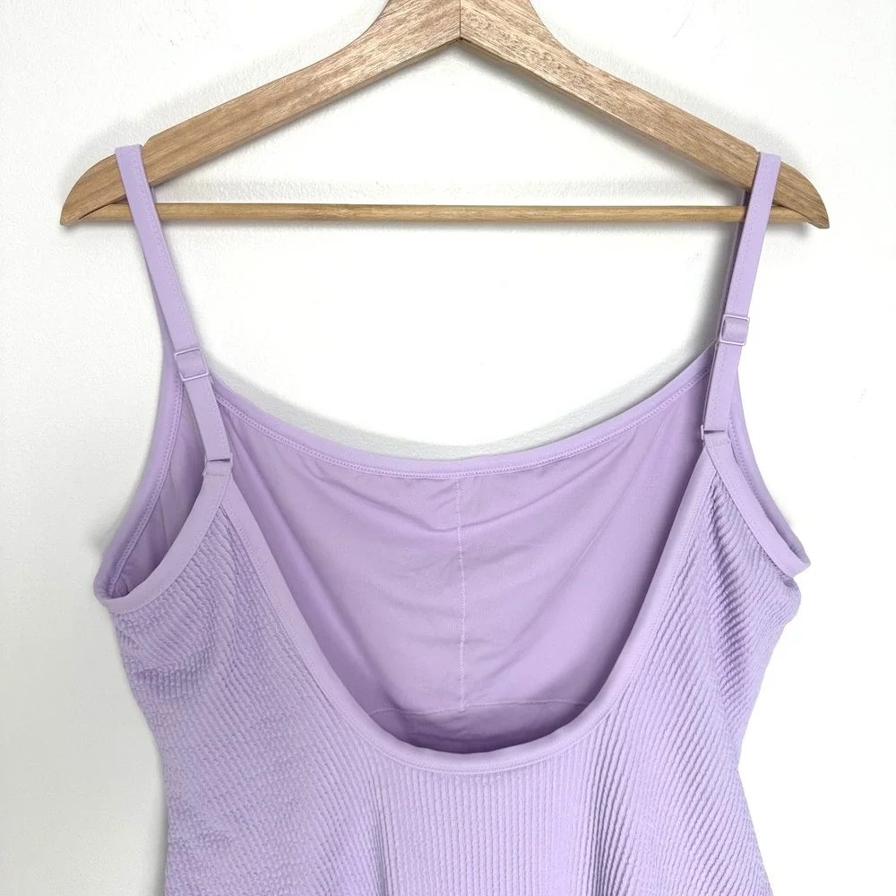 NWOT Aerie Crinkle Scoop Full Coverage One Piece‎ Swimsuit Lilac Purple XXL